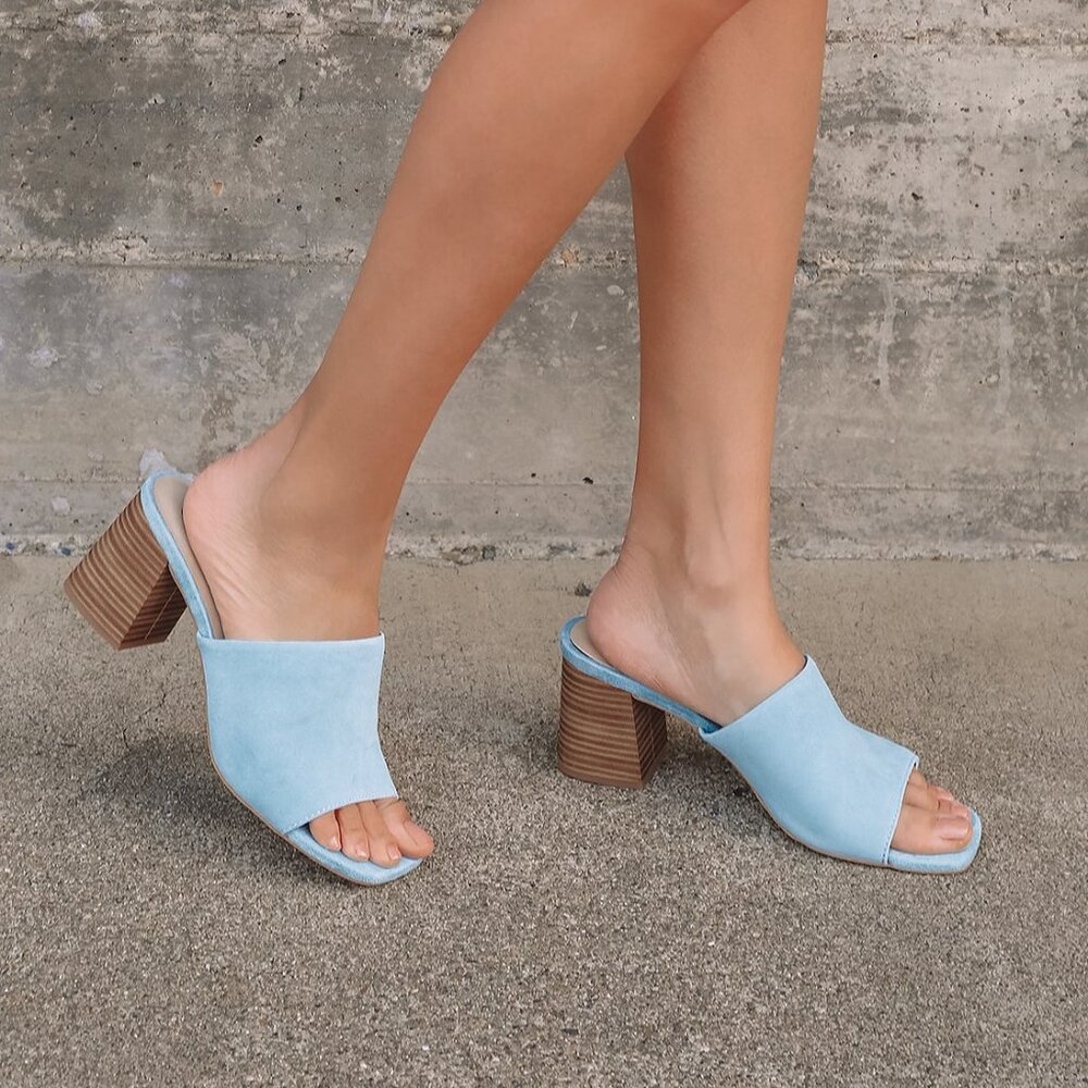 Women's | Seychelles | Adapt Light Blue Suede Leather High Heel Sandal; Size 6.5